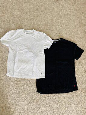 Polo Ralph Lauren Bundle of Two Crewneck Tshirts Mens L Black White Cotton